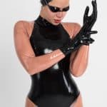 black latex swimmer